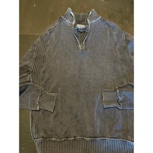 BKE Mens Gray Quarter‎ Zip Ribbed Mock Neck Pullover Sweater Size M